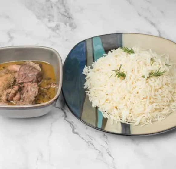 Fresh Plantains with protein at Lochi Afro Nija