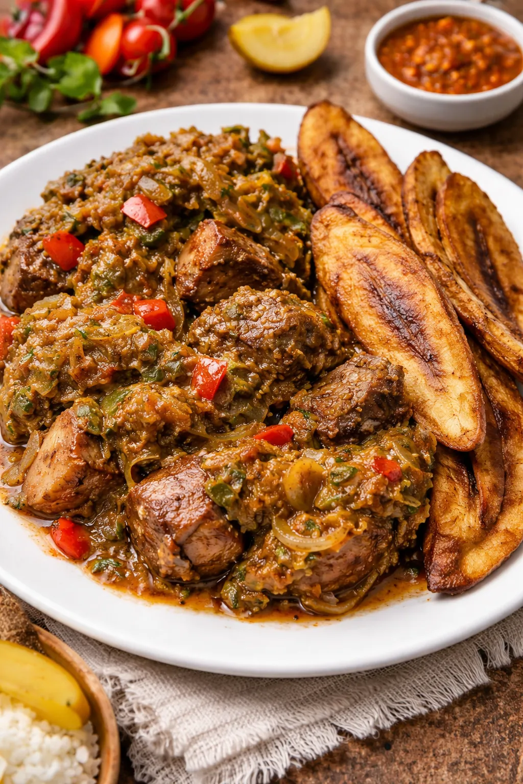 Delicious Plantains with Protein at Lochi Afro Nija Nigerian Restaurant in Edmonton, AB